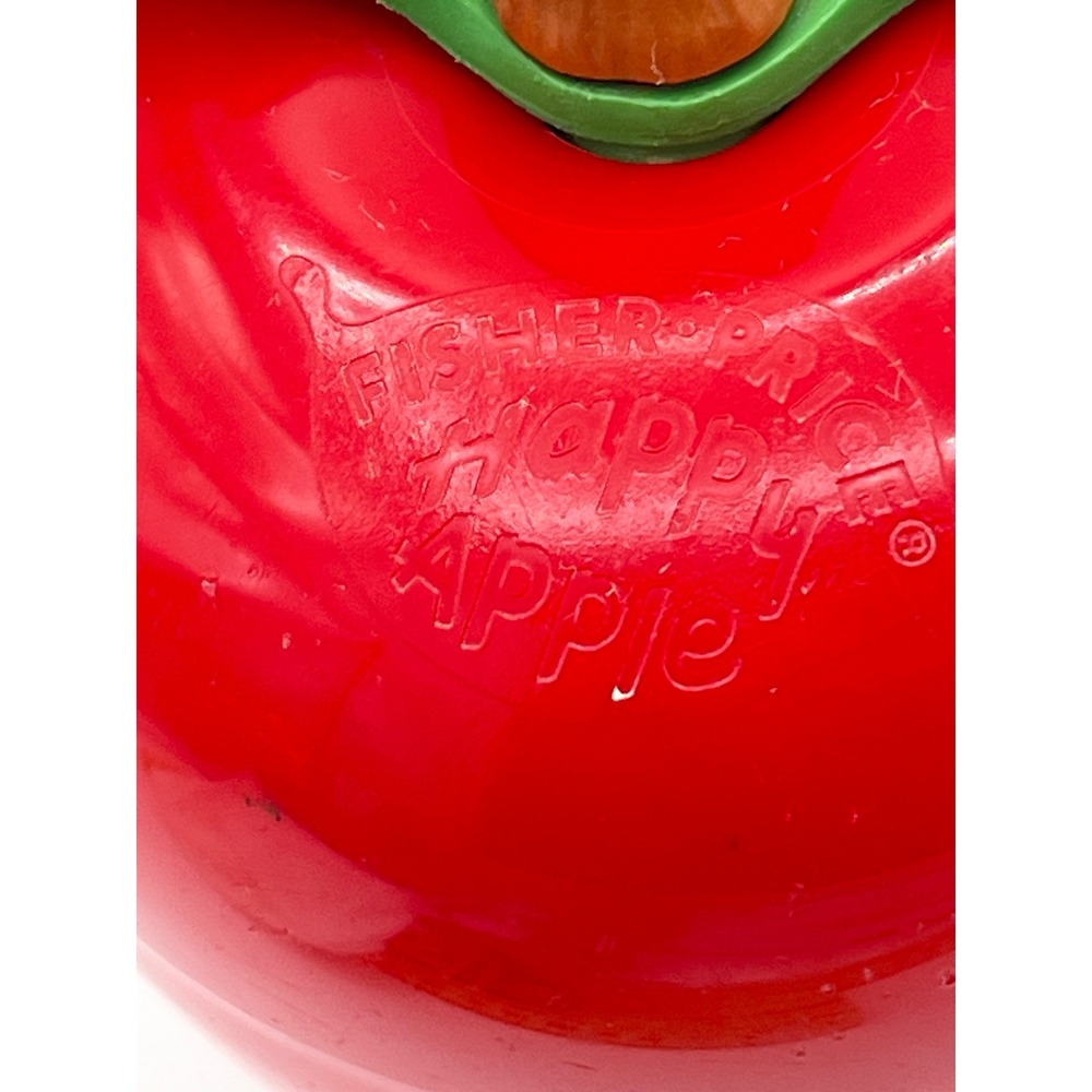 Vintage 1972 Fisher-Price Happy Apple Chime Toy Red Plastic Rattle 435 Smiling - Picture 5 of 12